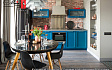 Фабрика мебели Майя. Кухонный гарнитур с крашенными синими фасадами
